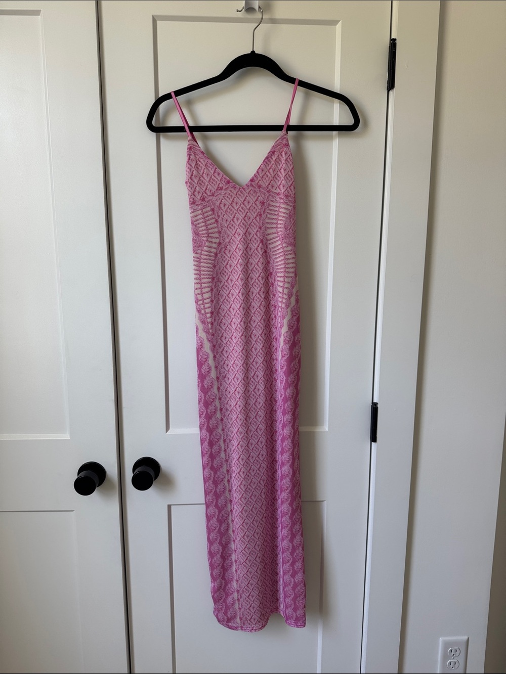 AFRM Pink Maxi Slip Dress with adjustable Spaghetti Straps
